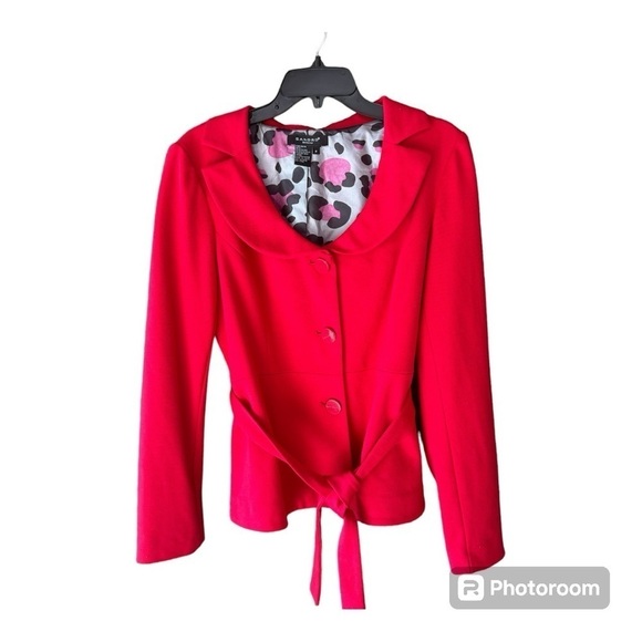 SANDRO Quite Luxury Red Sportswear Peter Pan Collar Jacket BlazerSize Medium - Picture 2 of 7